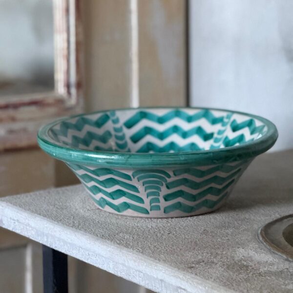 Lyon Bol - Fez Keramik Grönturkos och beige/vit, Dia 35cm