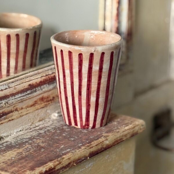 Lyon une tasse - Röd och beige, H15cm