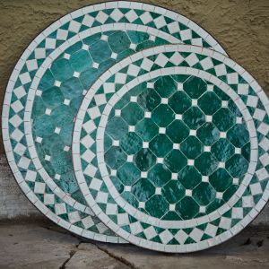 Mosaikbord smaragdgrönt/vitt
