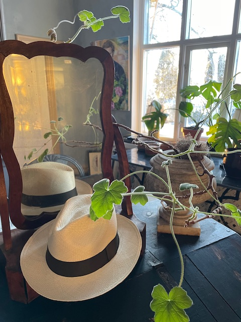Klassisk naturfärgad Panamahatt med brunt hattband (S)